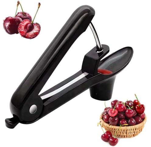 Cherry Pitter & Stoner Tool, Stainless Steel Rod Olive Pitter for Date Removal, Portable Hand-held Kitchen Fruit Corer with Push Type Seed Remover Press