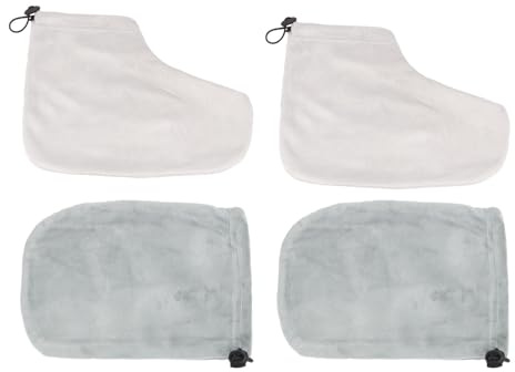NUOBESTY Juego de 2 Pares de Guantes y Cubiertas de Pie de Algodón y Felpa para Terapia de Parafina, Maximizan Absorción de Humedad y Mantienen la Cera Caliente Color Color Aleatorio