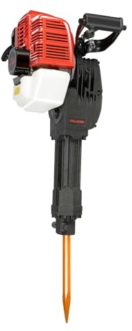 Petrol Demolition Hammer, 52CC 2 Stroke Concrete Breaker Hole Drill with 1.3L Fuel Tank, 1900W 20-55J Impact Gas Powered Jack Hammer with Point and Flat Chisel for Rock and Concrete