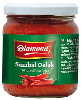 DIAMOND Sambal Oelek, pasta intensamente picante de guindilla roja, para dar sabor a platos wok, arroz frito y fideos fritos - 6 x 200 g