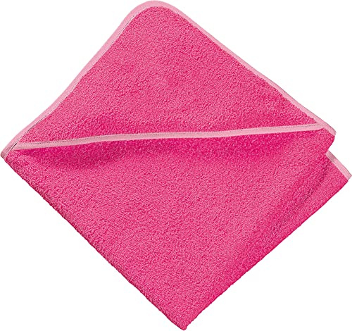 Erwin Müller Kapuzenbadetuch pink Größe 100x100 cm, Kapuzenhandtuch Kinder Frottier - schnell trocknend und saugstark