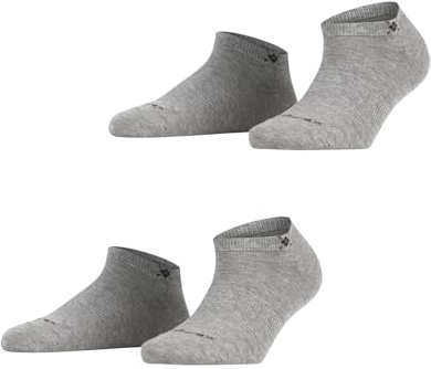 Burlington Sneakers Everyday 2-pack bomull dam svart grå många fler färger förstärkta sneakerstrumpor utan mönster andas tunna fina i multipack ONE-SIZE-FITS-ALL som en gåva 2 par, Grå (ljusgrå 3400), 36-41 EU