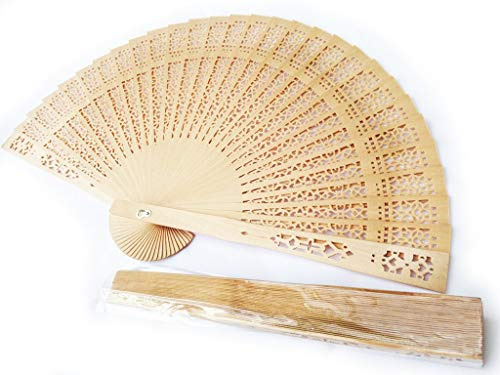 Gothi Creations - Wholesale Pack of 10 Sandalwood Hand Fans Party, Wedding Favour Gift Wooden
