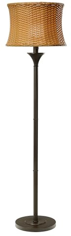 RIVER OF GOODS 59.5 H Indoor/Outdoor Floor Lamp - Basketweave Standing Floor Lamp for Living Room, Bedroom, Patio - Coastal Style Floor Lamps - Tan