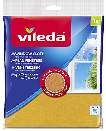 Vileda Window Cloth for Streak-free and Lint-Free Window Cleaning, The Original Since 1948, Also Ideal for Glass Surfaces, Window Cleaner, Pack of 1