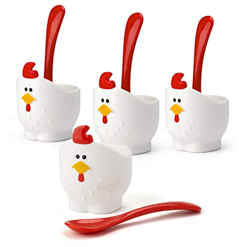Joie 067742-892775 Coquetier avec cuillère en plastique Blanc