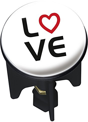 WENKO 21854100 Waschbeckenstöpsel Pluggy Love Abfluss-Stopfen für alle handelsüblichen Abflüsse, Plastik, Mehrfarbig, 3,9 x 3,9 x 6,5 cm