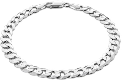 STERLL Pulsera Para Hombre De Plata De Ley 925 Con Cadena De Eslabones Y Cierre De Mosquetón