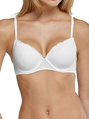 Schiesser Damen Bügel Mit Schale Und Spitze - Pure Cotton BH, Weiss_157412, 80D EU