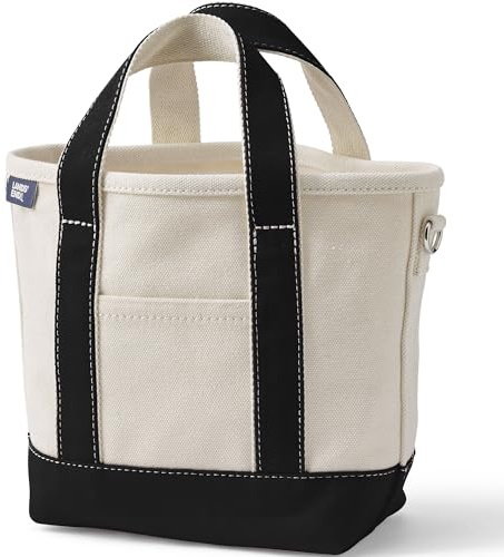 Lands' End Natural Open Top Canvas Tote Natural/black Medium Regular Handle