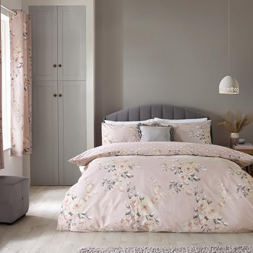 Catherine Lansfield Canterbury Easy Care, Blush, UK Double Duvet Set