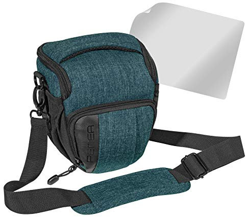 PEDEA DSLR-Kameratasche Fashion mit Displayschutzfolie für Nikon D500 D750 D3500 D5200 D300 Coolpix B500 / Sony Alpha 7 7M2 7M3 7R II DSC-RX10 / Canon EOS 77D 200D 1200D 1300D, Gr. M petrol