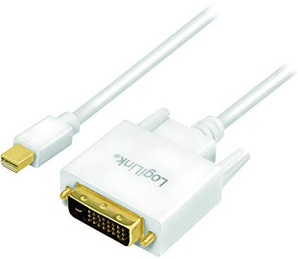 Mini-DisplayPort (v1.2) zu DVI (DVI-D 24+1) Anschlusskabel in weiß, FULL HD, 1,8m