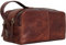 Corno d´Oro Handmade Kulturbeutel Herren Leder mit ausziehbarem Tragegriff I Kulturtasche Damen Echt Leder braun I Große Kosmetiktasche für Reise und Reisetasche