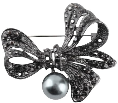Cutefly Vintage Strasssteine Kristall Schwarz Blume Brosche Pin Brosche Frauen Vintage Antike Silber Brosche Pin Elegante Exquisite Broschen(2)