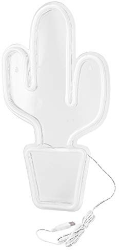 Uonlytech Kaktus Neonlicht Wanddekoration Leuchtreklamen Dekorative Nachttischlampe Licht für Kinderzimmer Schlafzimmer Geschenk Geburtstagsfeier Wohnkultur Weiß