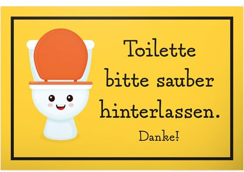 DankeDir! WC sauber hinterlassen - 30 x 20 cm Schild - Deko witzig Gäste WC Gästetoilette Türschild Herren Wand - Klo Schild zum aufhängen Kloschild lustig Toilettenschild Toilette