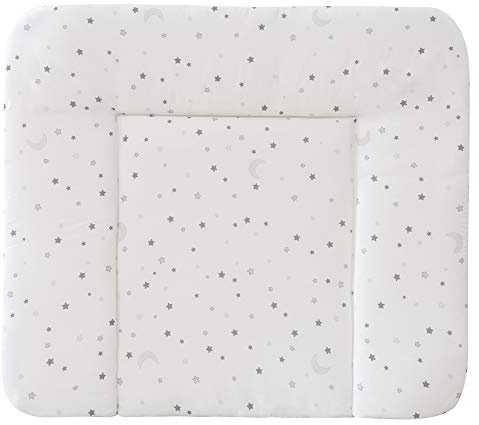 roba Skötbädd Stjärncharm grå - Baby skötbäddsöverdrag 85 x 75 cm - PU-belagd - Avtorkningsbart skötbäddsöverdrag - Vit