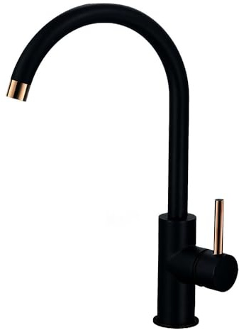 GRIFO COCINA MONOMANDO AZABACHE NEGRO ORO ROSA MATE LATÓN