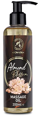 Massageöl Mandelblüten 200ml - Körperöl mit Mandelöl und Traubenkernöl - Pfirsichkernöl und Jojobaöl - Mandelöl - Mandelduft Massage Öl für alle Hauttypen - Entspannungsöl