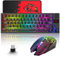 2.4GHz Tastatur Maus Set Kabellos Beleuchtet RGB LED 64 Tasten 60% Wireless Gaming Tastaturen 4000mAh Kabellose Gaming Maus mit 2400 DPI Kabellose und Mauspad kompatibel ps4/ps5/xbox/pc - Schwarz