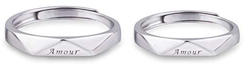 Beydodo Ehering 925 Silber Damen Herren, Ringe Verstellbar Paar Amour Ringe ohne Stein Poliert Trauringe Nickelfrei Partnerringe für Sie und Ihn