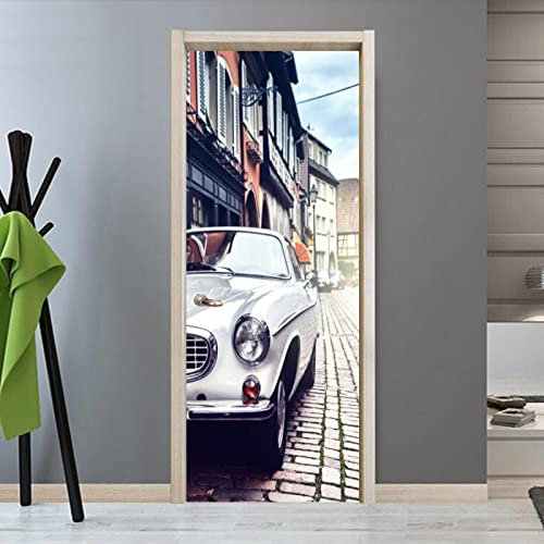 XAONUO Türtapete Selbstklebend Vinyl Türposter 3D Auto Haus Flur 40X120Cm Diy Türaufkleber Türfolie Türposter Selbstklebende Tür Abnehmbare Heimtapete Dekorative Kunst