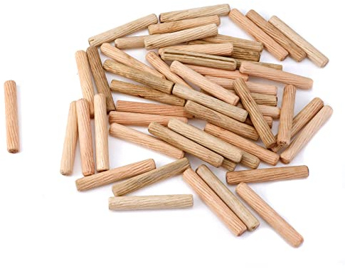 Mewutal 50-Pack Wooden Dowel Pins 8mm x 50mm (0.31 x 1.97) Wood Groove Dowel Rod