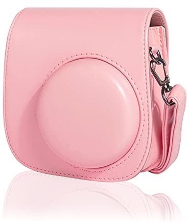 HIUOUIH Fotocamera Istantanea Custodia per Fujifilm Instax Mini 11 Borsa Porta Macchina Fotografica Protettiva in Pelle Pu Compatta con Tracolla Regolabile, Rosa