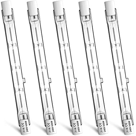 Luxvista R7S 118mm 400W Halogen Lamp Pencil Bulb Dimmable AC 220-240V 7500lm J118 Linear Halogen Spotlight for Landscape Lighting, Security (5-Pack, Warm White 2800K)