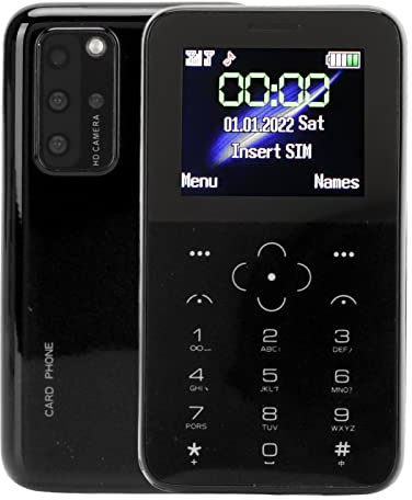 1,5-Zoll--Kartentelefon, 3G-GSM-Anrufhandy mit 5-MP-Kamera, Dual-SIM, 800-mAh, Micro-USB-Aufladung, Kleines Backup-Handy für , , Studenten (Schwarz)