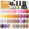 LEVIPE 44Pcs Vernis Semi Permanent Gel UV LED , 36 Couleurs + 2 Base ＋1 Top Coat Brillant ＋1 Top Coat Matte ＋3 Liner Gel Nail Art, Noir, Blanc, Rouge ＋1 Bande Magnétique œil de Chat, 8ML