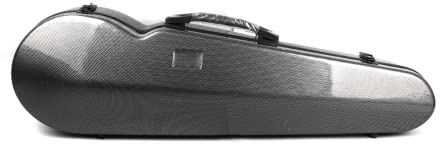4/4 Full Size Strong Light Fiberglass Violin Case Triangular Shaped with Backpackable,Built-in Hygrometer (Black)