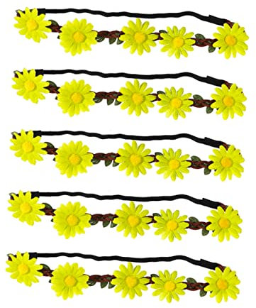 Amosfun 5stücke Sonnenblumen Stirnband Blumen Haarschmuck Für Party Strand Mottoparty Stirnband Blumenkranz Kopfbedeckung Für Hawaii Tanz Fluoreszierende Farbe