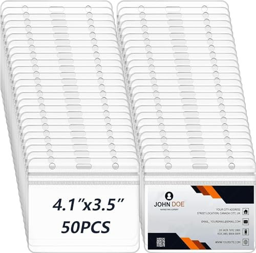xinfedi Ausweishülle, 50 Stück horizontale Transparente kartenhülle, Ausweishalter für Namensschilder Ausweise Karten Schule