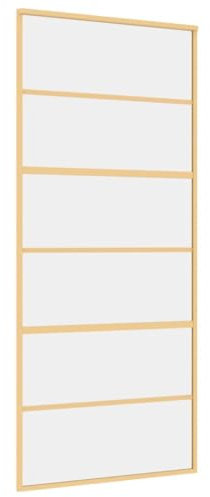 vidaXL Porta Scorrevole Dorata 90x205 Vetro Trasparente ESG Alluminio