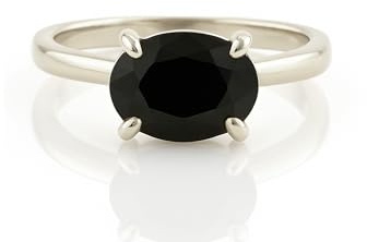 Schwarzer Onyx Ring aus Sterling Silber - Handwerklich Hergestellter Ovaler Verlobungsring, Geschenkring, Stapelring - Inklusive Geschenkbox