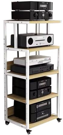 YCOVSFP Abnehmbarer Medienständer Mit 5 Ebenen, Audio-/Video-Komponentenschrank for Zuhause/Büro/Audio-Video Mit Höhenverstellbarem Holzregal (Color : Color- 3, Size : 50x40x109cm)