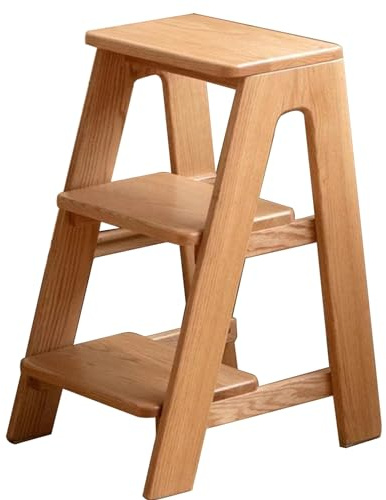 Escabeau en Bois Échelle À Trois Marches Tabouret Haut De Ménage Tabouret De Restaurant Tabouret De Salle À Manger Hauteur 65 Cm