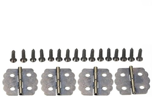 20 Stück 23 x 23 mm Mini-Scharniere, Retro-Stoßscharniere, antike Scharniere, Bronze, mit Schrauben for Holz-Schmuckkästchen, Möbelbeschläge