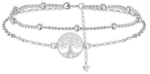 Hifeeled Lebensbaum Armband Damen 925 Sterling Silber mit Baum des Lebens Anhänger für Frauen Original Schmuck Geschenk - Verstellbarer [16+4cm]