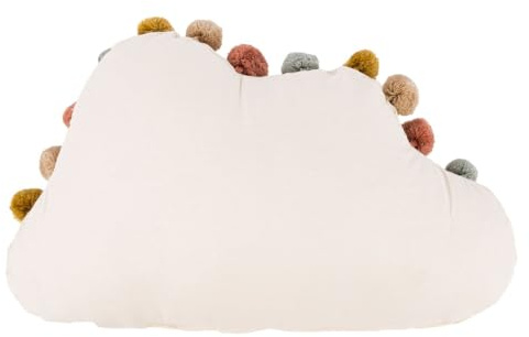 SCHÖNER LEBEN. Kinderkissen Wolke mit Bommeln beige bunt 30x50cm
