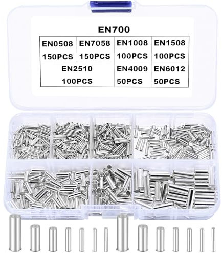 700 Pièces Set de Embouts de Câbles, Kit de Cosses de Câble, 10-22 AWG Embouts Non Isolés pour Projets de Soudure Électrique DIY, 0,5mm² 0,75mm² 1mm² 1,5mm² 2,5mm² 4mm² 6mm²