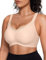 Vertvie Wireless Bras for Women Non Wired Support Mesh Crossover Bra Seamless Push Up Full Coverage V Neck Lace Padded Bralettes Everyday Bra (Nude,M)