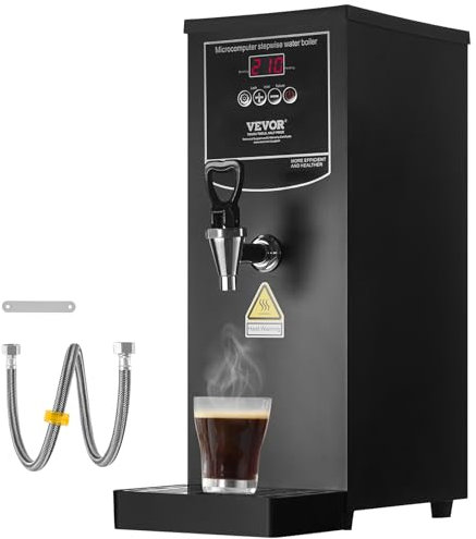 VEVOR kommerzieller Wasserkocher 10 L, elektrischer Heißwasserspender mit Heizrohr aus Edelstahl, 2500 W, schrittweise schnelle Aufheizung, 50 L pro Stunde, Heißwasserkessel, für Kaffee Tee Restaurant