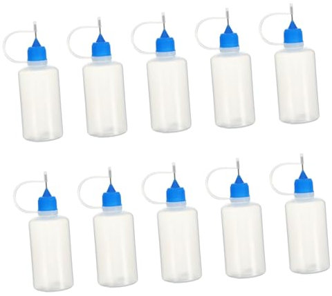 ROMISBABA 10 Stück Leere Klebstoff Quetschflaschen 50 Ml Mit Nadelspitze Präzise Dosierflaschen Für Selbstgemacht Tragbare Spritzflaschen Mit Trendiger Blauer Kappe