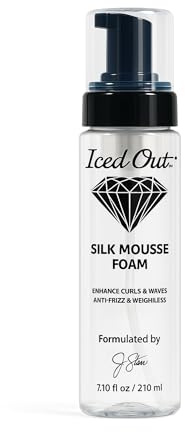 Iced Out Silk Mousse Foam | Volumizing & Curl Enhancing Hair Mousse for Men & Women – Frizz Control, Adds Shine, Long-Lasting Shape & Hold | 7.10 fl oz