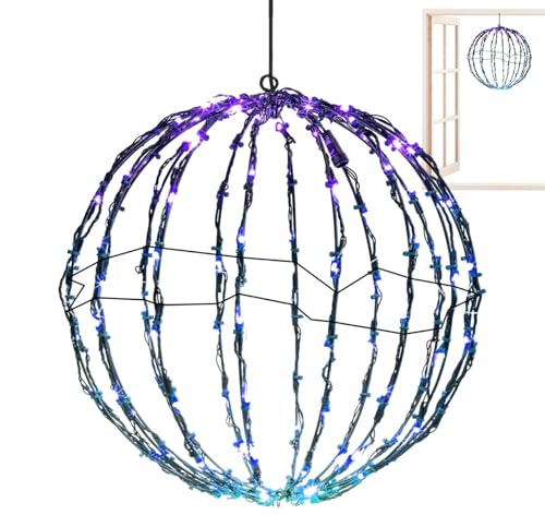 Leuchtende Weihnachtskugeln Aussen, Lighted Ball, Weihnachtsbeleuchtung Außen Led Kugel, Kugel Mit Led Beleuchtung, Hängende LED Dekokugel, Faltbare Gartenkugellichter,Terrasse,Innen- Und Außenbereich