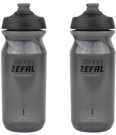 ZEFAL Pack Bidón Bicicleta Sense Pro 65 - Botella Bicicleta Impermeable - Bidon Ciclismo MTB/Bici Montaña o Bicicleta de Carretera - 2 x 650ml, Negro Ahumado
