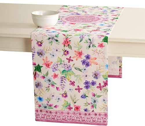 Maison d'Hermine Tischläufer 100 % Baumwolle Einlagig (50 cm x 150 cm) | 150 cm lang für Zuhause Küche Esszimmer Party Hochzeit Brautparty Heim Frühjahr Sommer - Chardon